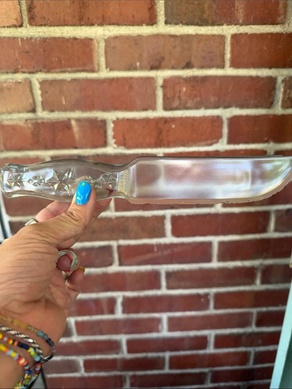 VTG Depression Era Pressed Glass Tomato Knife